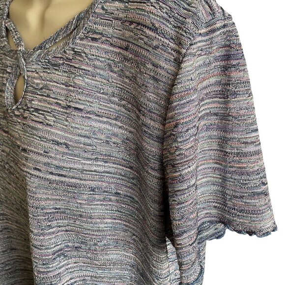 Womens Stretch Crop Top Alfred Dunner Blouse Top Size 1X Petite Blue Pink u - Picture 4 of 7